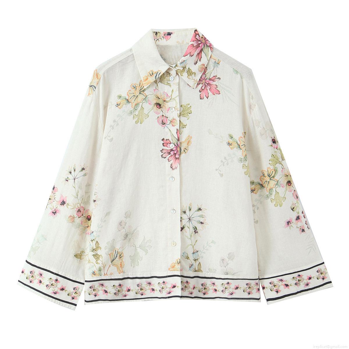 Floral Print Women's Long Sleeve Shirt Elegant Button Down Blouse Polyester Spandex Blend Casual Top With Watercolor Flower Design For Daily Dating Office Wear Floral Print Women's Long Sleeve Shirt Elegant Button Down Blouse Polyester Spandex Blend Casual Top With Watercolor Flower Design For Daily Dating Office Wear
