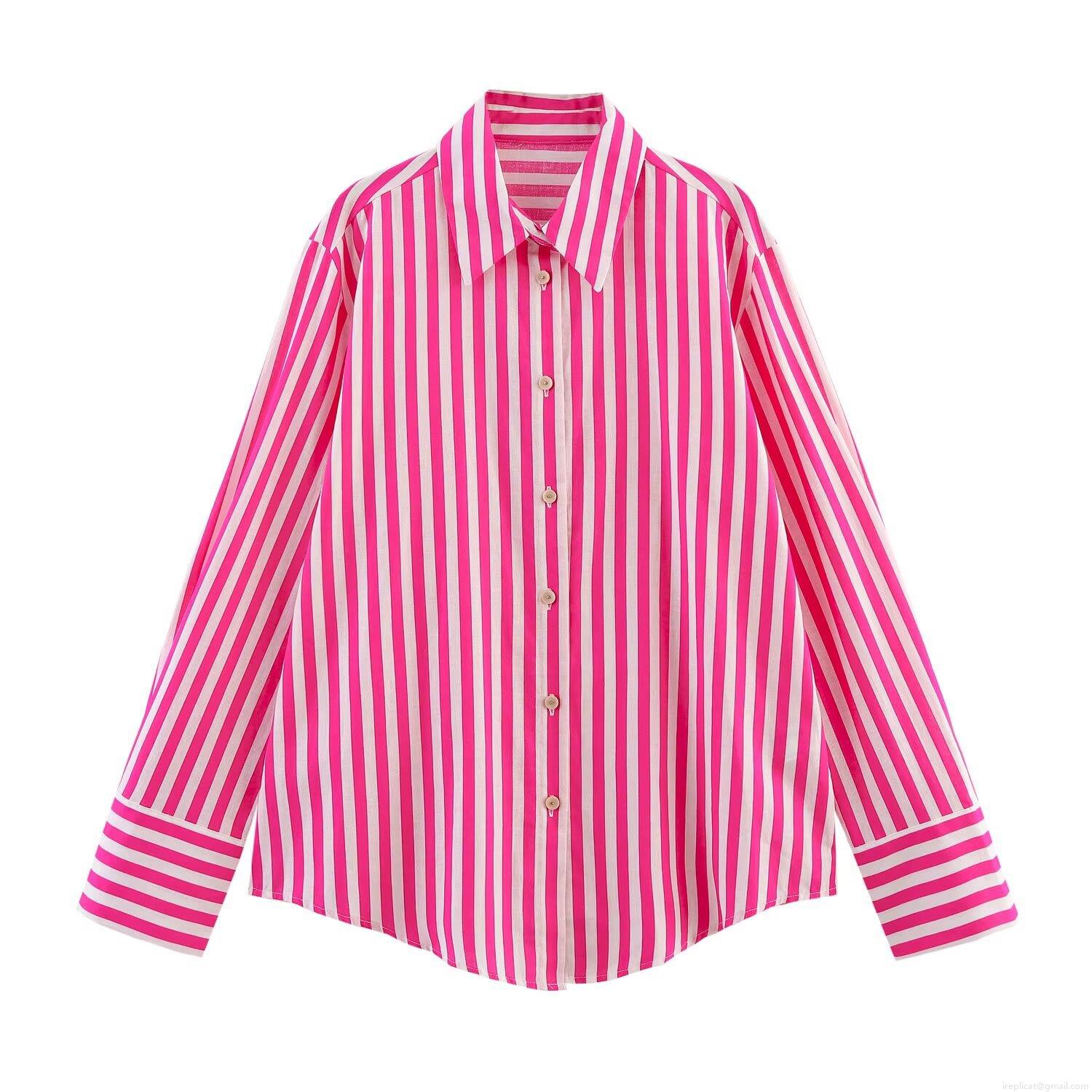 Women's Fashion Casual Linen Blend Striped Loose Long Sleeve Shirt Button Down Lapel Collar Mid-Length Breathable Blouse For Daily Wear Women's Fashion Casual Linen Blend Striped Loose Long Sleeve Shirt Button Down Lapel Collar Mid-Length Breathable Blouse For Daily Wear