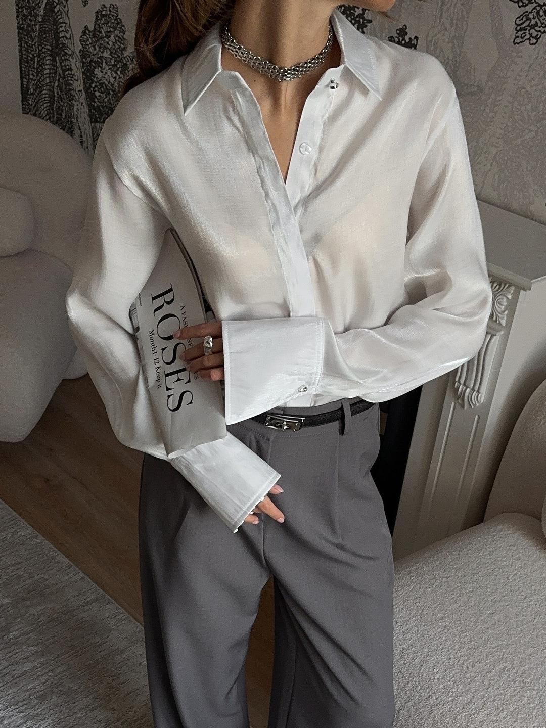 British Style Satin Finish Cotton Blend Long Sleeve Button Down Blouse Women's Elegant Solid Color Shirt Top for Office Party Daily Wear British Style Satin Finish Cotton Blend Long Sleeve Button Down Blouse Women's Elegant Solid Color Shirt Top for Office Party Daily Wear