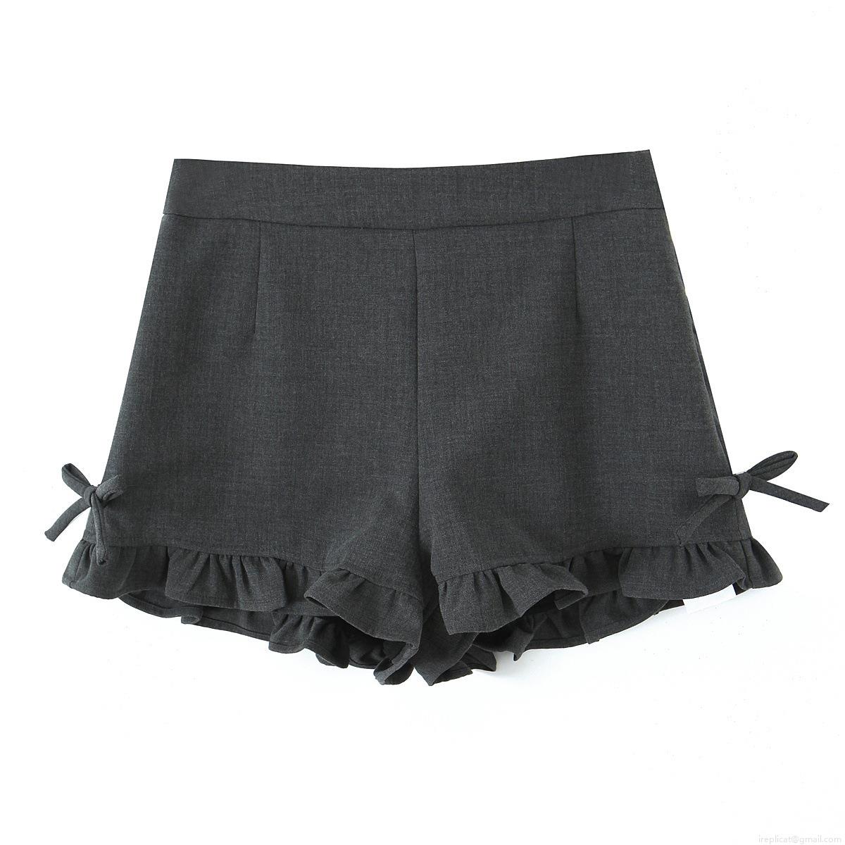 Women's Summer Sweet High Waist Shorts Ruffle Hem Bow Side Trim Casual Fashion Polyester Blend Mini Hot Pants for Beach Holiday Ladies Daily Wear