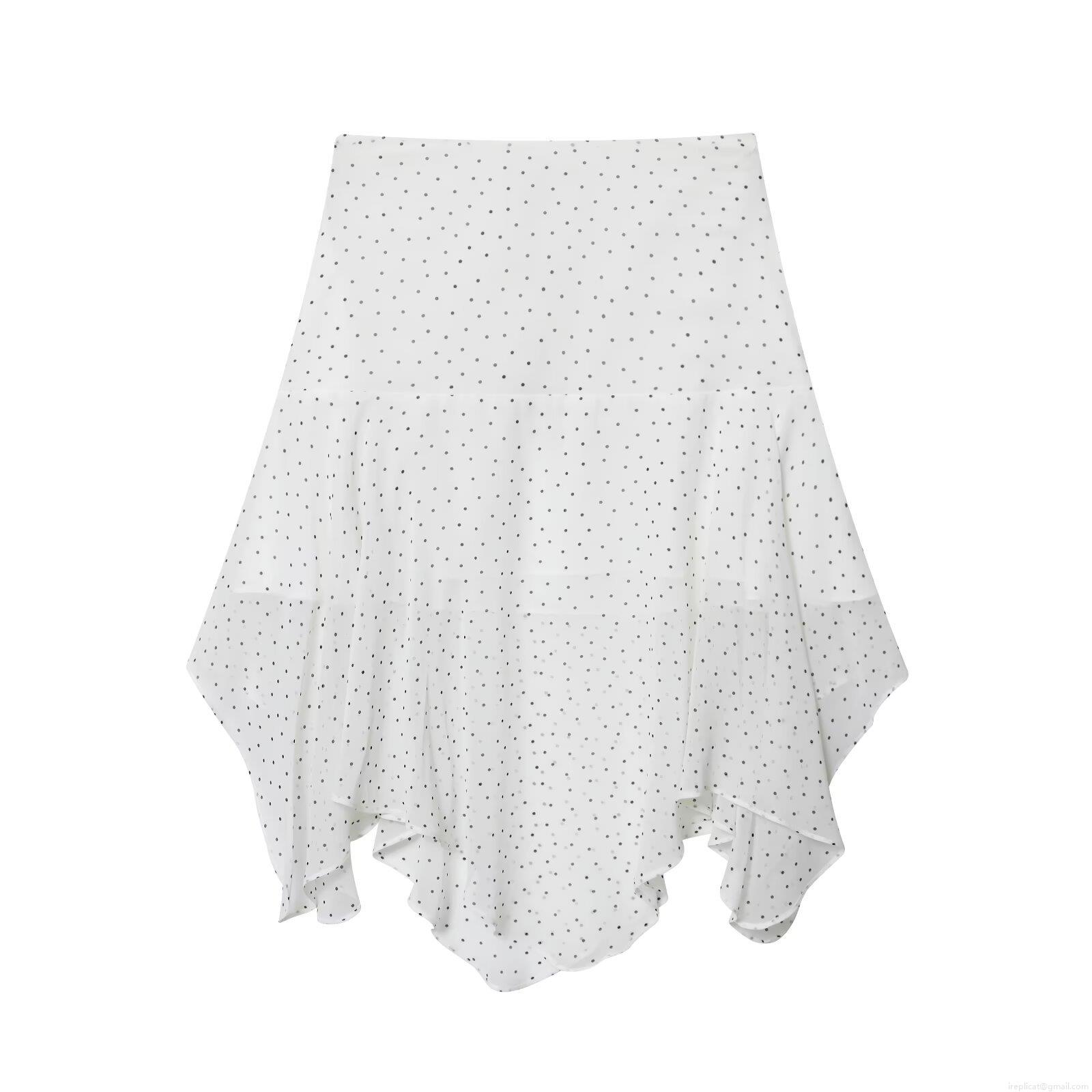 Women's Sexy Polka Dot Asymmetrical Skirt High Waist Chiffon Ruffle Midi Skirt A-Line White Flowy Skirt For Vacation Party Elegant Ladies Bottoms Women's Sexy Polka Dot Asymmetrical Skirt High Waist Chiffon Ruffle Midi Skirt A-Line White Flowy Skirt For Vacation Party Elegant Ladies Bottoms