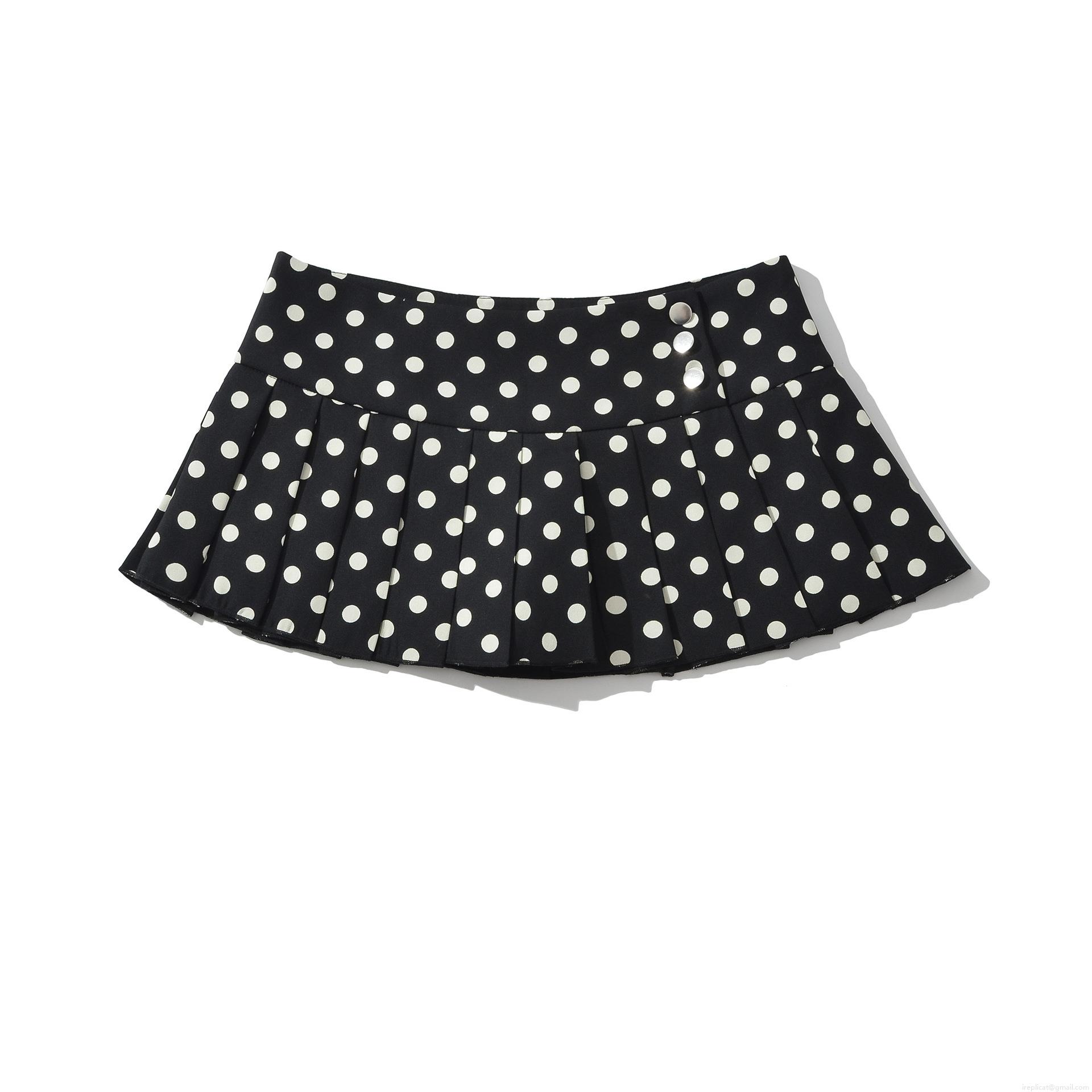 Women High Waist Polka Dot Pleated Mini Skirt Sexy A-Line Short Skirt With Side Buttons 100% Polyester Streetwear Party Beach Ladies Fashion Skirts