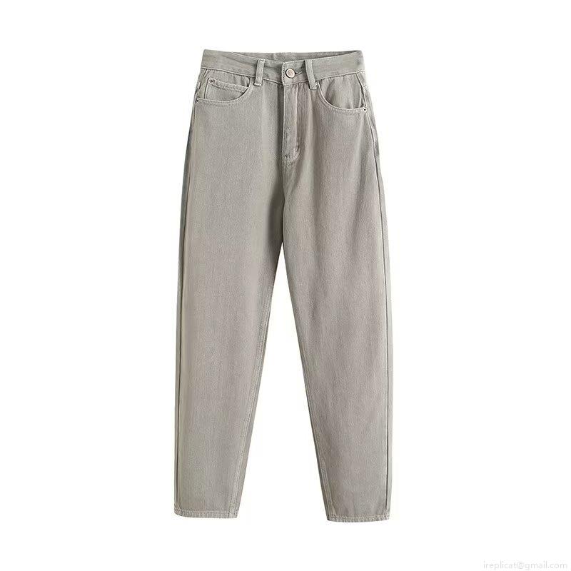 Women's Casual High Waist Straight Leg Jeans Loose Fit Solid Color Cotton Twill Harem Pants For Streetwear Summer Fashion Ladies