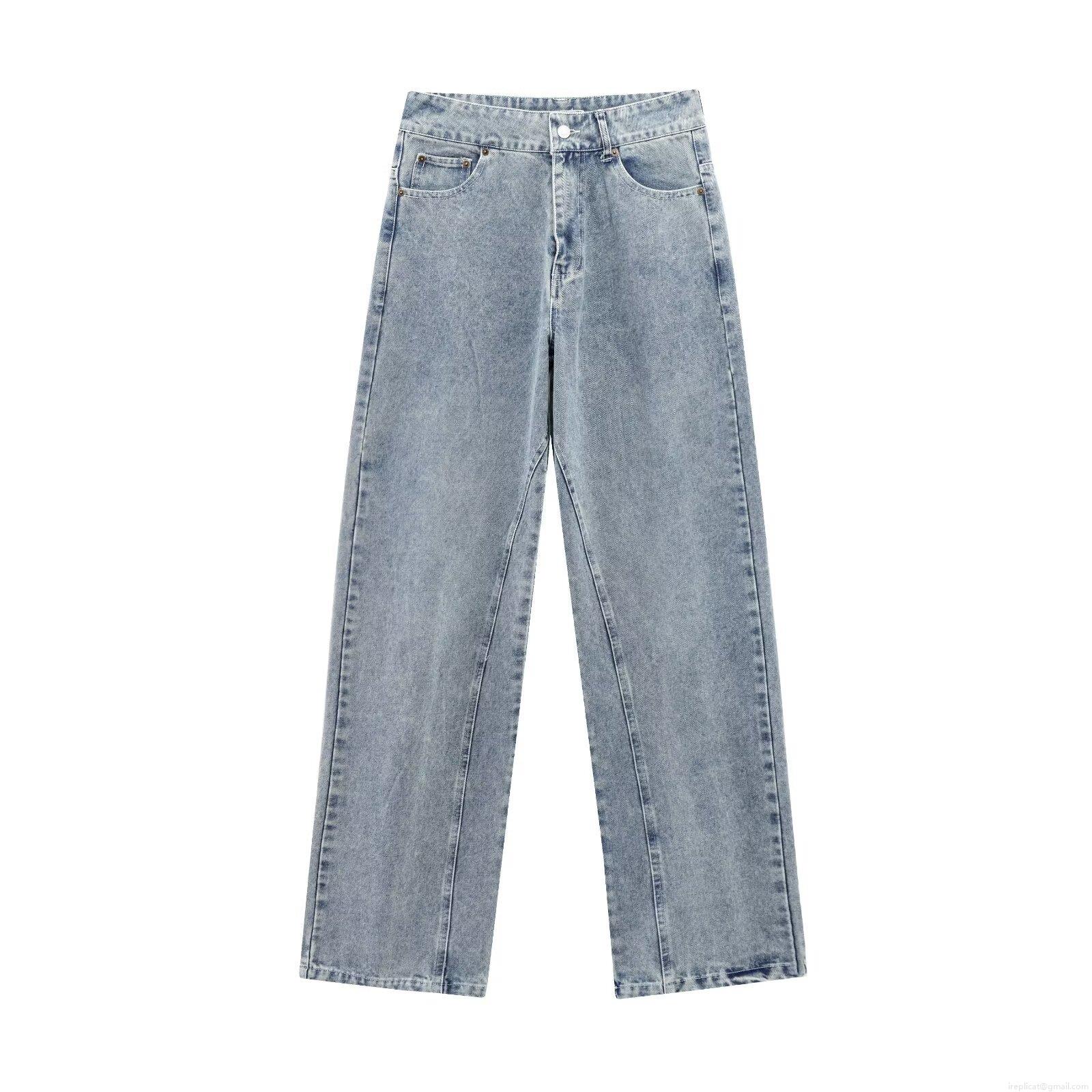Women's High Waisted Straight Leg Jeans Vintage Washed Cotton Denim Cropped Pants Loose Casual Streetwear Daily Denim Trousers For Women