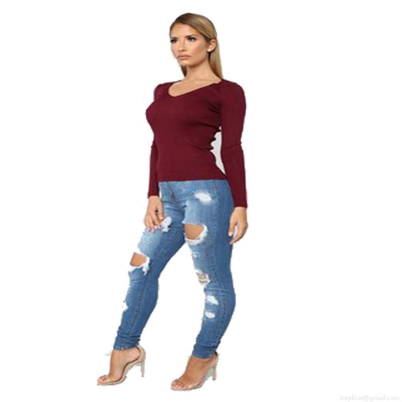 Women's High Waist Ripped Skinny Jeans Distressed Slim Fit Stretch Denim Pencil Pants For Casual Streetwear Women Long Trousers