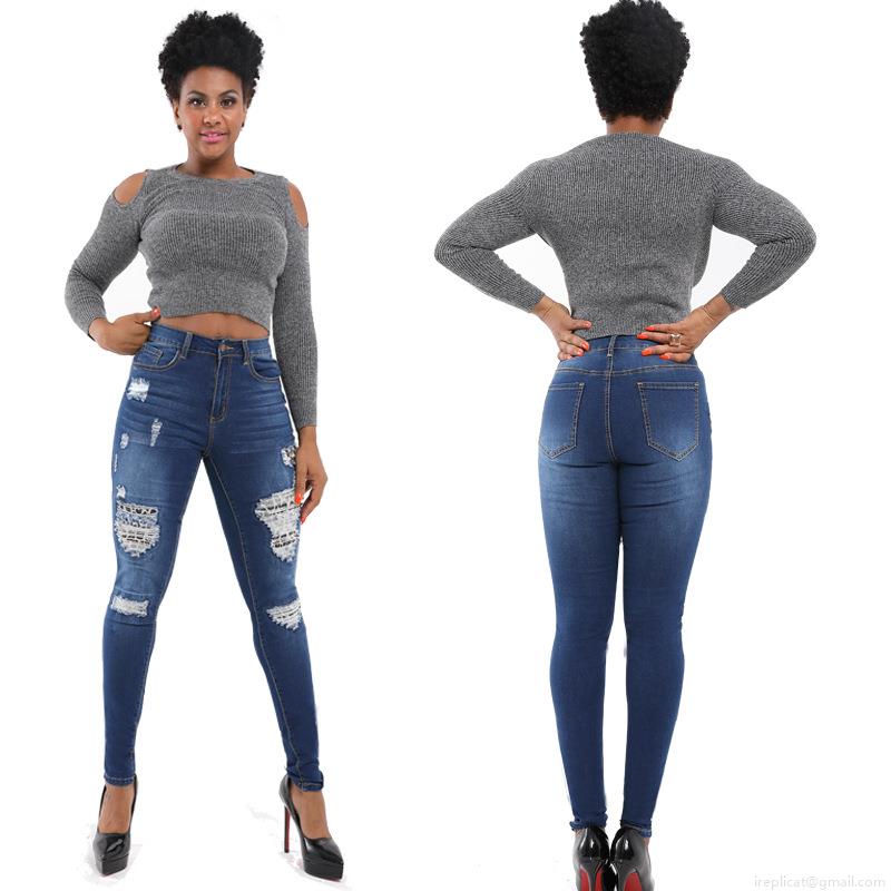 High Waist Ripped Skinny Jeans Women Distressed Leopard Patch Denim Pants Butt Lifting Stretchy Slim Fit Pencil Trousers Streetwear