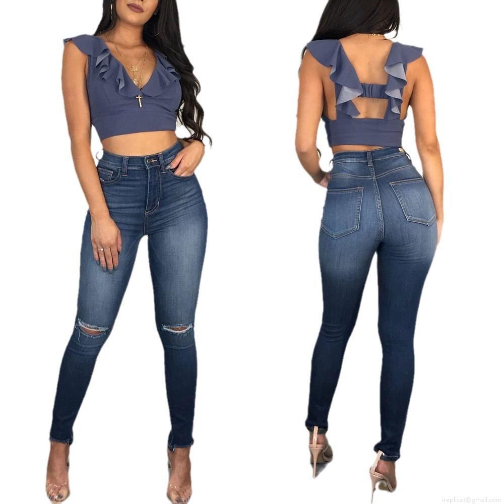 Women's High Waist Ripped Skinny Jeans Stretchy Distressed Denim Pencil Pants Slimming Hip Lift Streetwear Slim Fit Trousers Daily Party Wear