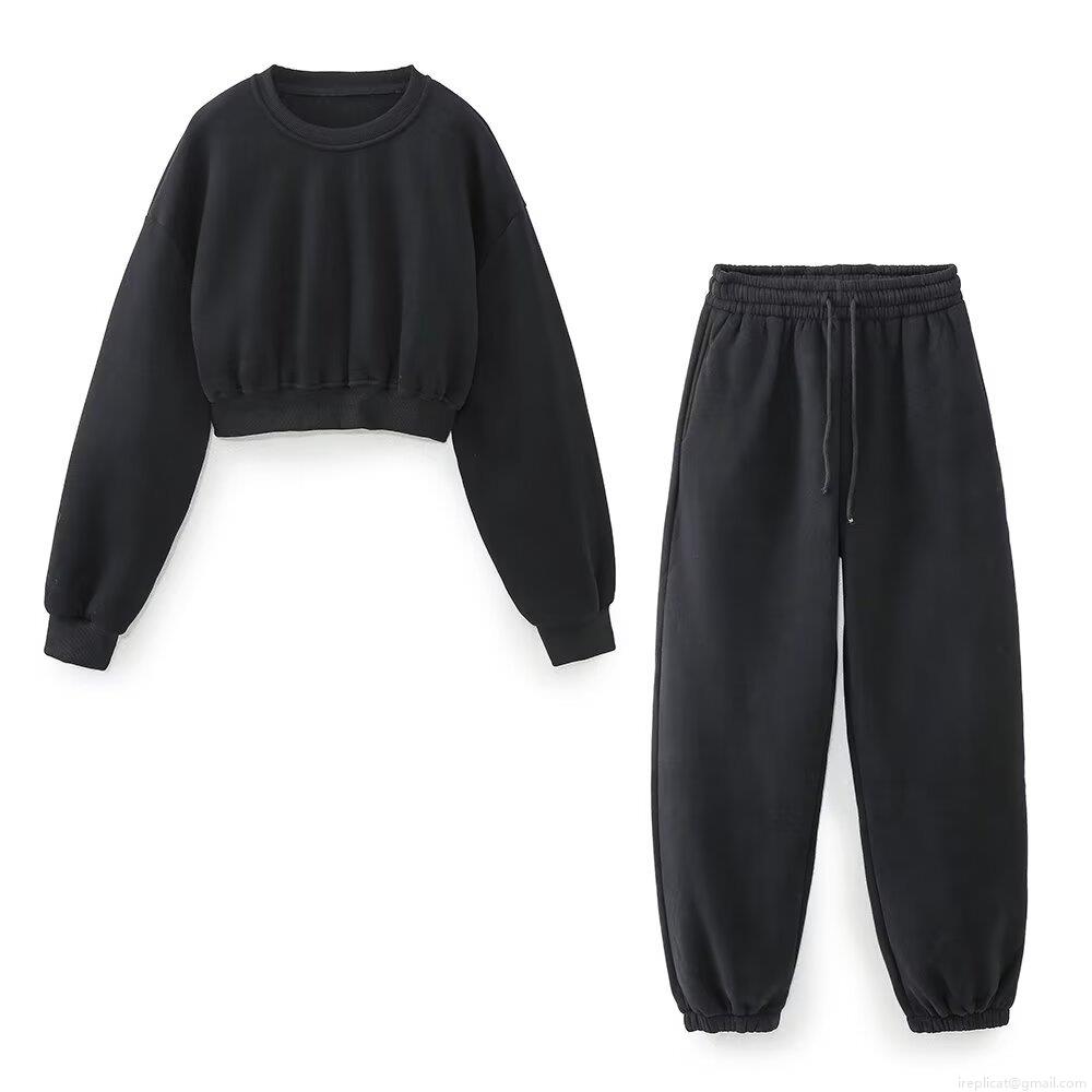 Women's 2 Piece Casual Lounge Set Cropped Long Sleeve Sweatshirt And Drawstring High Waist Jogger Pants Polyester Blend Solid Color Tracksuit Streetwear Outfits Women's 2 Piece Casual Lounge Set Cropped Long Sleeve Sweatshirt And Drawstring High Waist Jogger Pants Polyester Blend Solid Color Tracksuit Streetwear Outfits