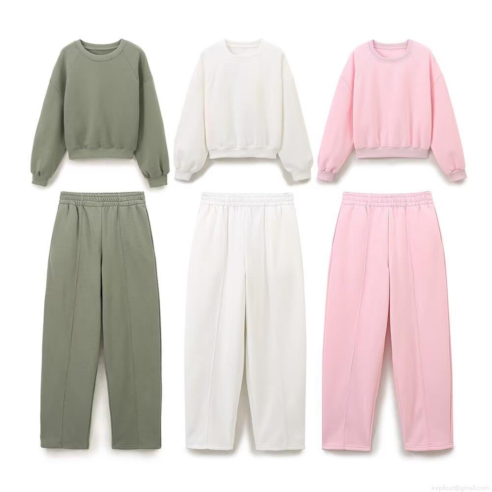 Women's Casual 85% Cotton Fleece Lined Sweatshirt Or Sweatpants Loose Round Neck Long Sleeve Pullover High Waist Elastic Straight Leg Trousers Daily Loungewear Women's Casual 85% Cotton Fleece Lined Sweatshirt Or Sweatpants Loose Round Neck Long Sleeve Pullover High Waist Elastic Straight Leg Trousers Daily Loungewear