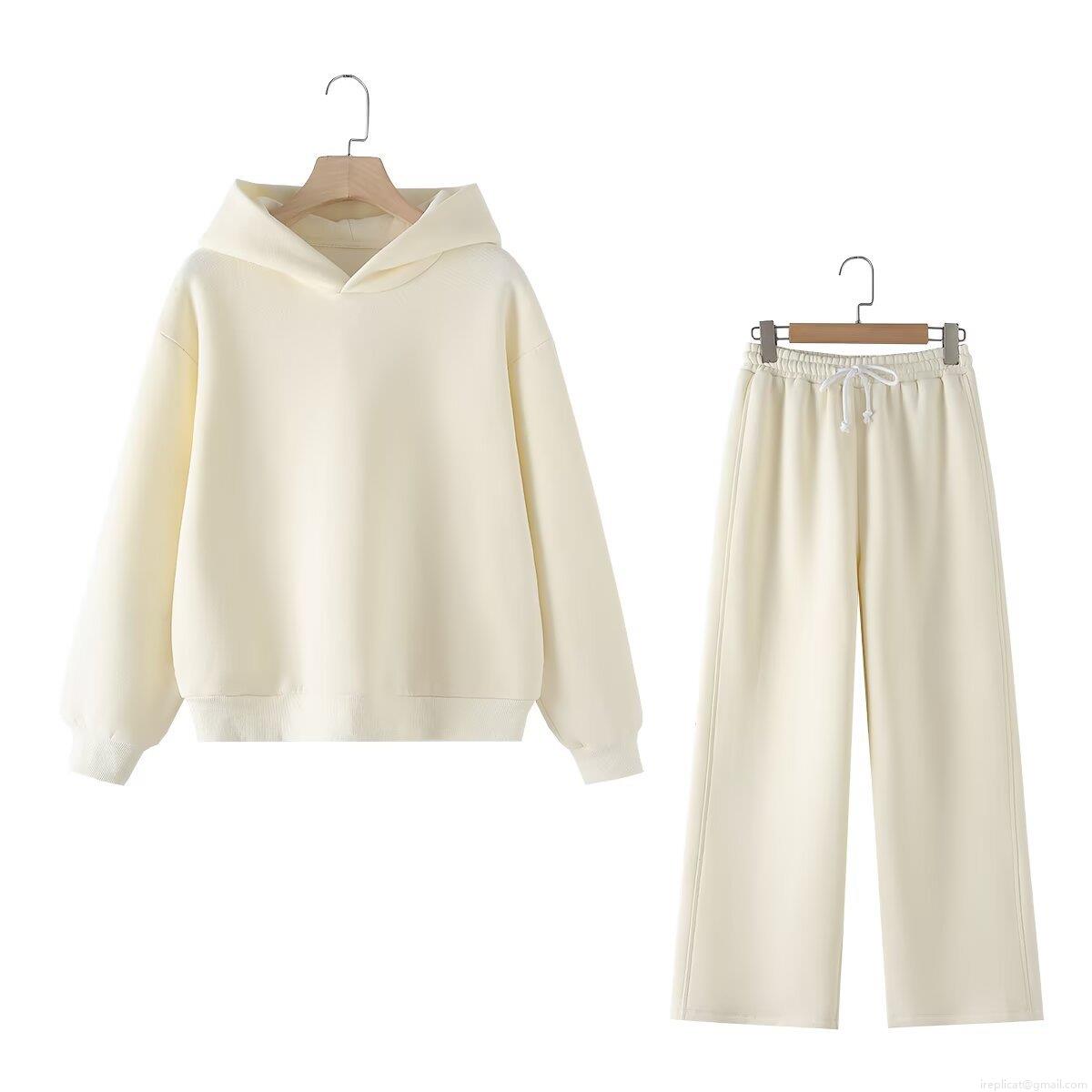 Women's Casual Cotton Blend 2 Piece Lounge Set Hooded Oversized Sweatshirt and Wide Leg Sweatpants Tracksuit Solid Color Loose Fit Matching Set for Autumn Winter Women's Casual Cotton Blend 2 Piece Lounge Set Hooded Oversized Sweatshirt and Wide Leg Sweatpants Tracksuit Solid Color Loose Fit Matching Set for Autumn Winter