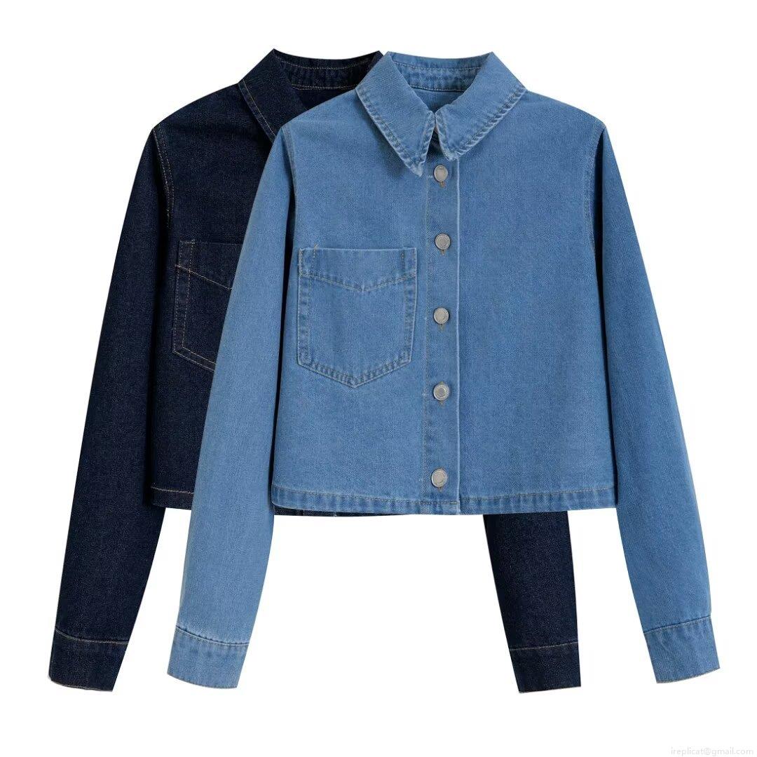 Women's Fashion Denim Style Set Long Sleeve Button Down Short Jacket Top And Drawstring Elastic Waist Straight Leg Pants 2 Piece Outfits Casual Streetwear Trousers Suit