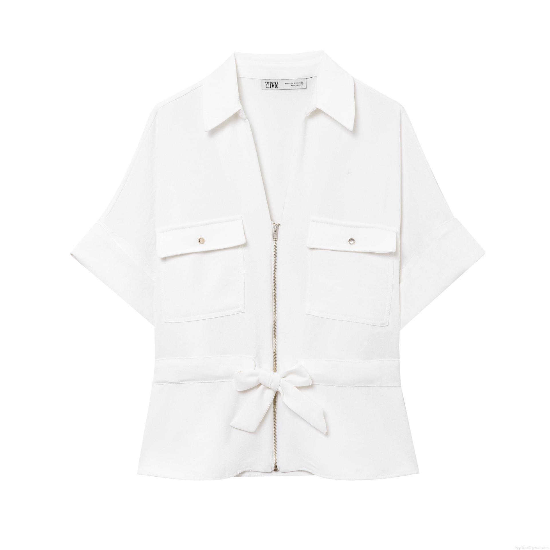 Women's 2 Piece Safari Style Pant Set Short Sleeve Zipper Shirt Top And High Waist Wide Leg Long Pants With Belt Casual Solid Color Polyester Streetwear Summer Outfit