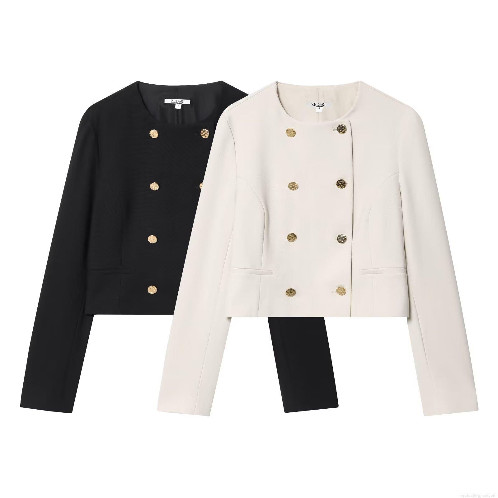 Women's Two Piece Suit Elegant Short Jacket and High Waist Straight Pants Set with Metal Chain Belt Polyester Solid Color Long Sleeve Double Breasted Blazer Casual Streetwear Outfit for Women Office Lady Women's Two Piece Suit Elegant Short Jacket and High Waist Straight Pants Set with Metal Chain Belt Polyester Solid Color Long Sleeve Double Breasted Blazer Casual Streetwear Outfit for Women Office Lady