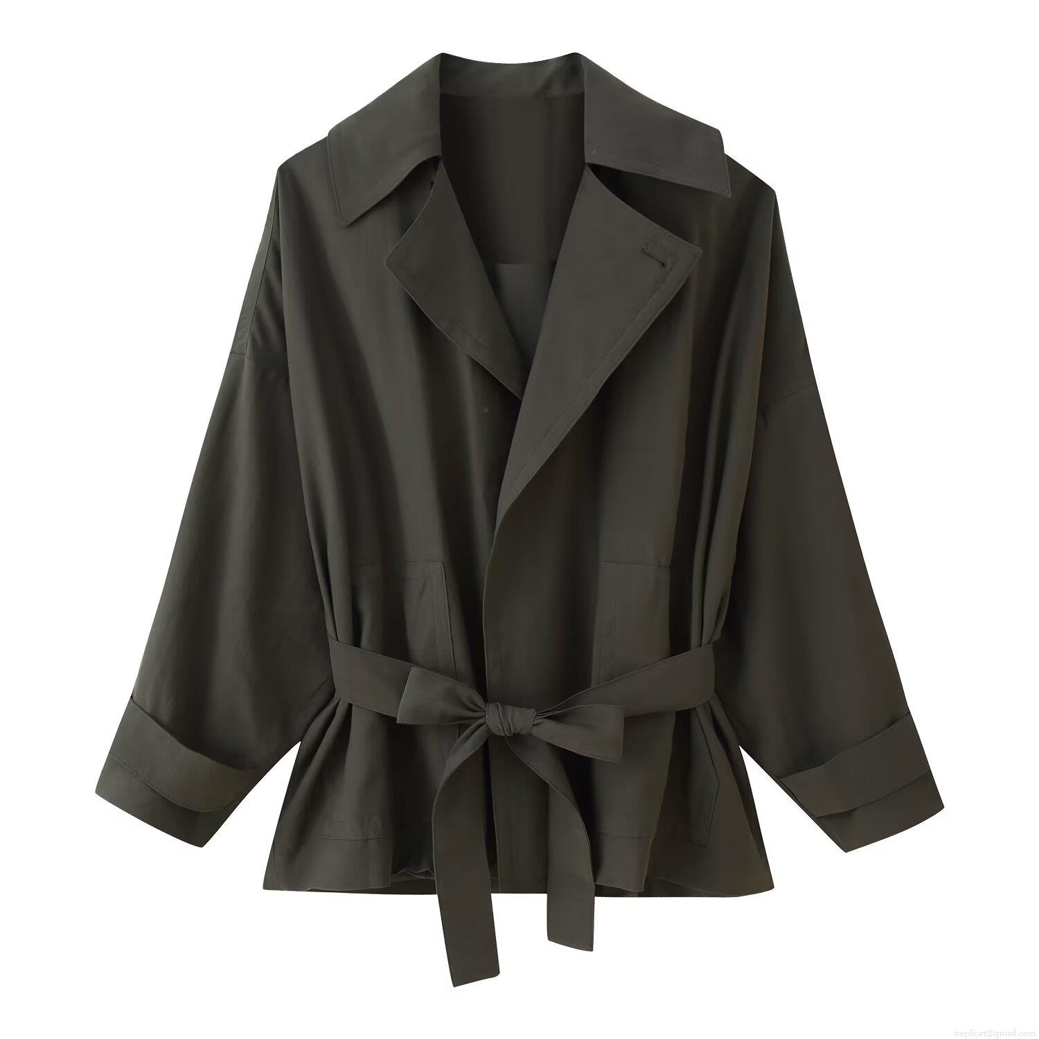 Women Autumn Fashion Two Piece Set Belted Lapel Jacket and High Waist Pleated Wide Leg Trousers Polyester Elegant Pants Suit for Women Office Streetwear