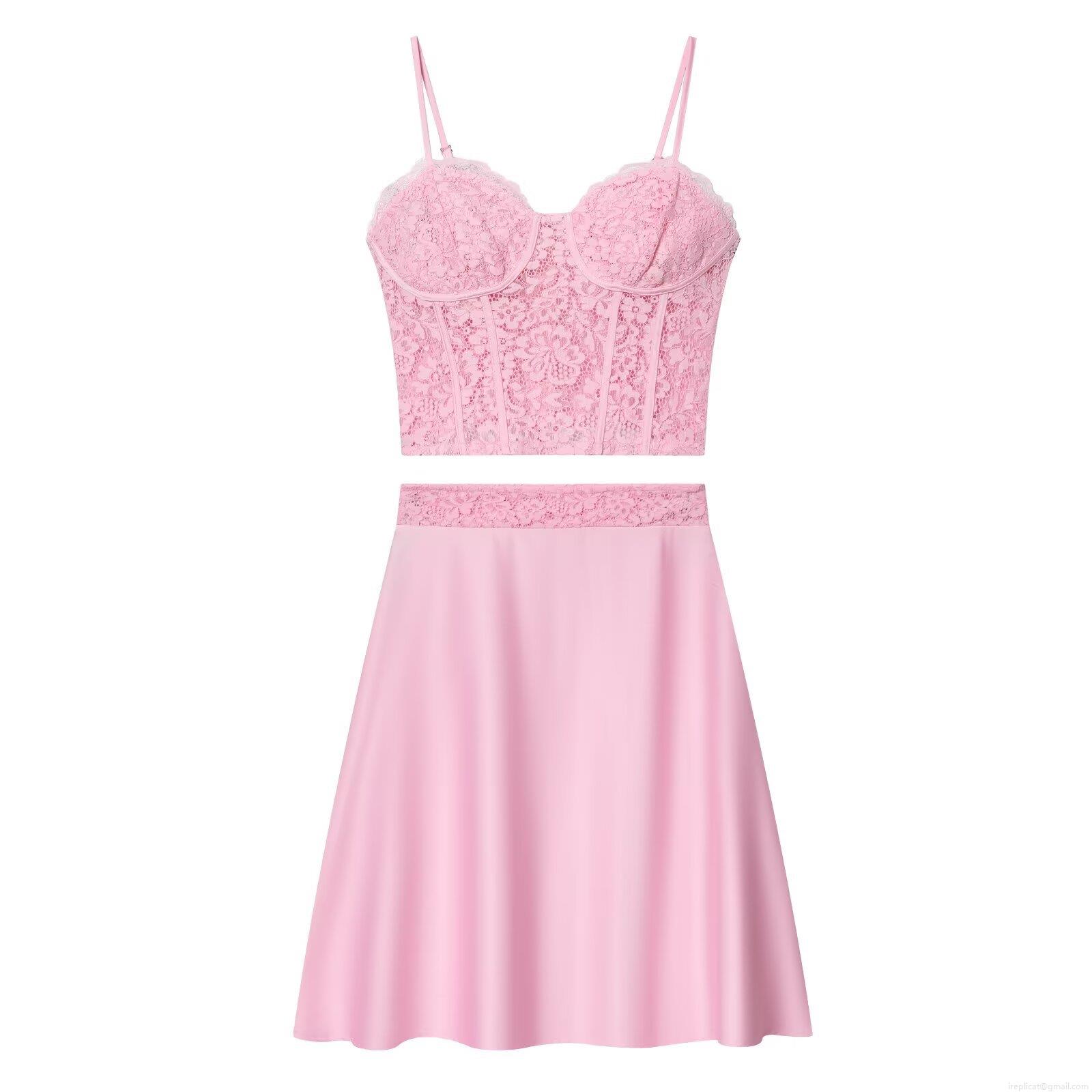 Sexy Pink Lace Corset Cami Top and High Waist Satin Midi Skirt Two Piece Set for Women Party Club Streetwear Outfits Sexy Pink Lace Corset Cami Top and High Waist Satin Midi Skirt Two Piece Set for Women Party Club Streetwear Outfits