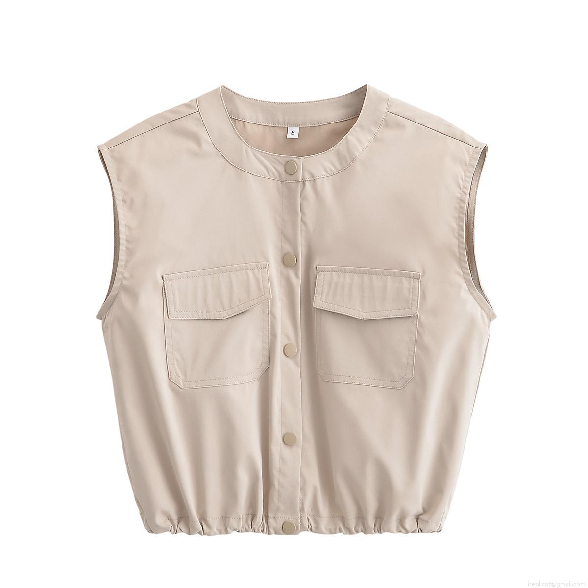 Women Casual Cargo Vest And Curved Hem Midi Skirt Set Solid Color Sleeveless Single Breasted Vest With Large Pockets Elastic High Waist Skirt Two Piece Outfits Streetwear For Women Women Casual Cargo Vest And Curved Hem Midi Skirt Set Solid Color Sleeveless Single Breasted Vest With Large Pockets Elastic High Waist Skirt Two Piece Outfits Streetwear For Women