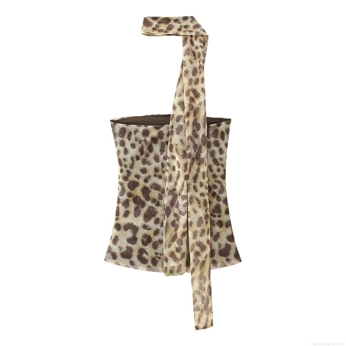 Women Sexy Leopard Print Mesh Two Piece Set Halter Neck Crop Top And Ruffled Midi Skirt For Vacation Clubwear Streetwear Street Style Polyester Outfits Women Sexy Leopard Print Mesh Two Piece Set Halter Neck Crop Top And Ruffled Midi Skirt For Vacation Clubwear Streetwear Street Style Polyester Outfits