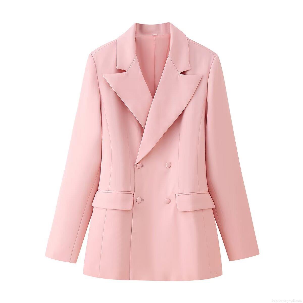 Elegant Women Pink Blazer And Lace Skirt Set Double Breasted Lapel Suit Jacket With High Waist Sheer Floral Lace Midi Skirt For Office Party Two Piece Outfits Elegant Women Pink Blazer And Lace Skirt Set Double Breasted Lapel Suit Jacket With High Waist Sheer Floral Lace Midi Skirt For Office Party Two Piece Outfits