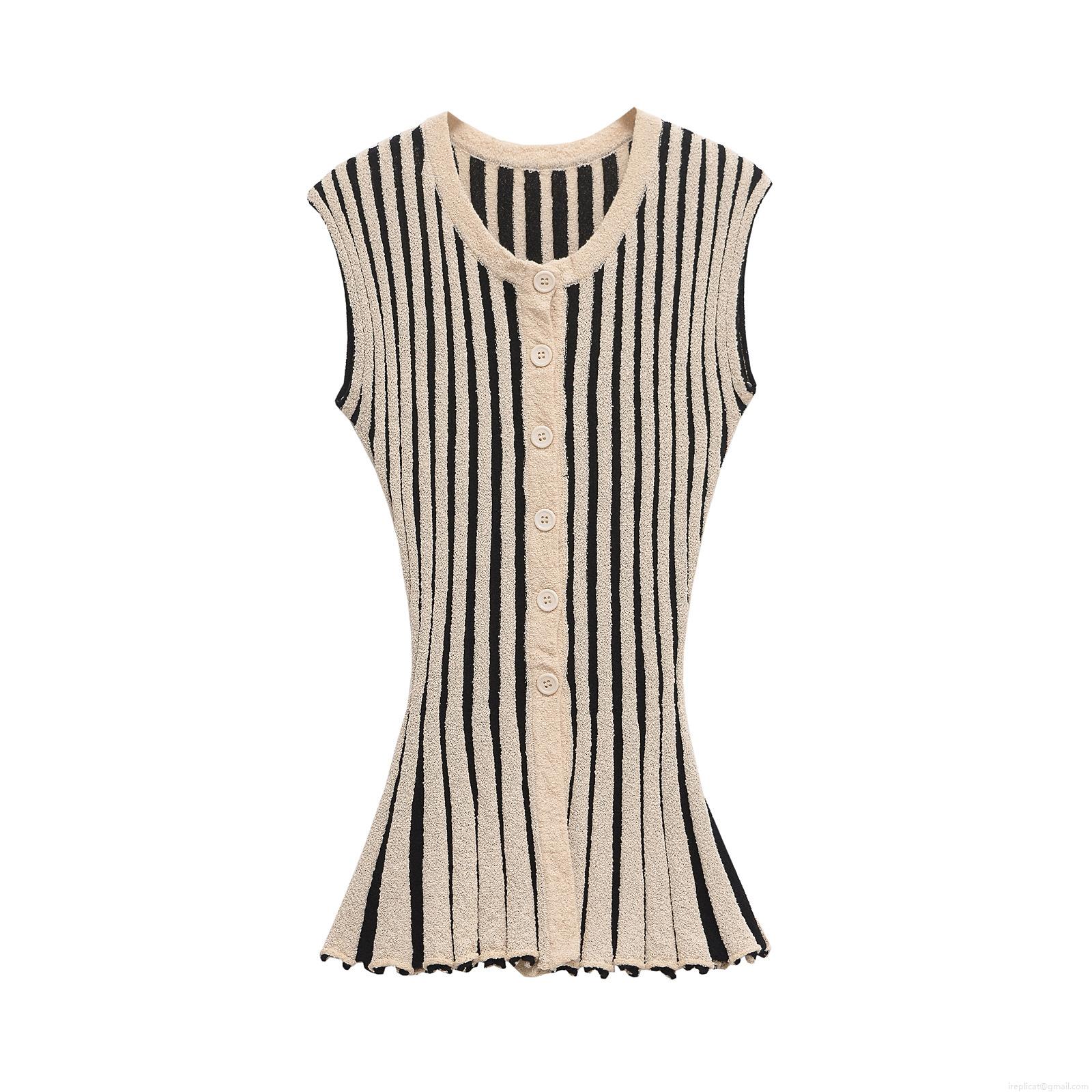 Women Retro Stripe Knit Vest And Wide Leg Pants Set Sleeveless V Neck Button Up Top High Waist Ribbed Trousers Casual Streetwear Outfits Women Retro Stripe Knit Vest And Wide Leg Pants Set Sleeveless V Neck Button Up Top High Waist Ribbed Trousers Casual Streetwear Outfits