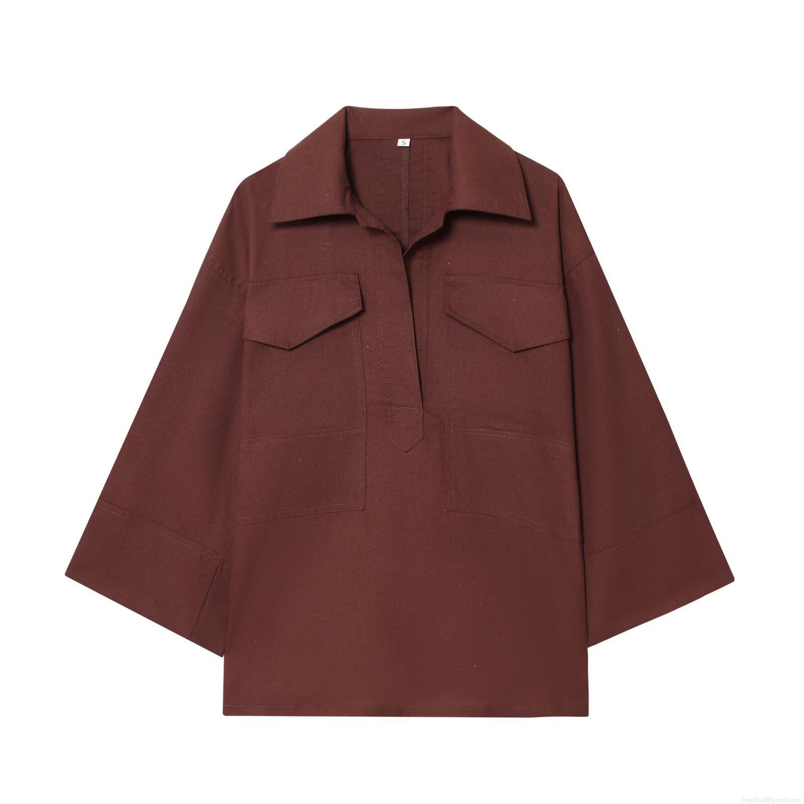 Women's Casual Two Piece Set Solid Color Polyester Long Sleeve Lapel Pocket Shirt and Drawstring Wide Leg Straight Pants Fashion Streetwear Outfit for Women Women's Casual Two Piece Set Solid Color Polyester Long Sleeve Lapel Pocket Shirt and Drawstring Wide Leg Straight Pants Fashion Streetwear Outfit for Women