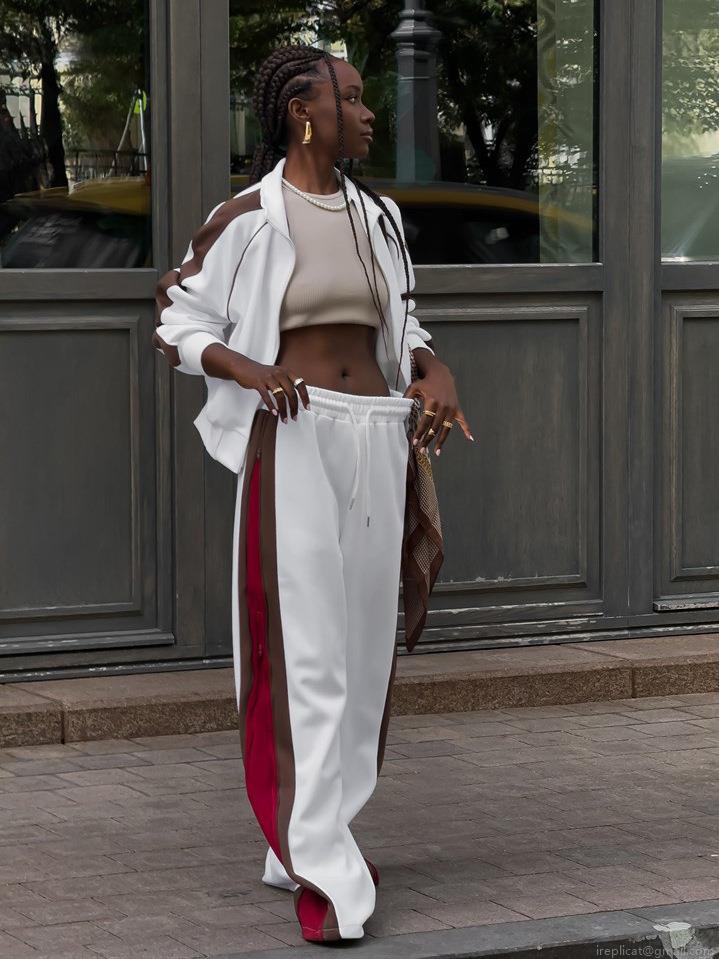 Women's 2 Piece Sweatsuit Set Striped Cotton Blend Zip Up Stand Collar Jacket and High Waist Wide Leg Sports Pants Streetwear Tracksuit Women's 2 Piece Sweatsuit Set Striped Cotton Blend Zip Up Stand Collar Jacket and High Waist Wide Leg Sports Pants Streetwear Tracksuit
