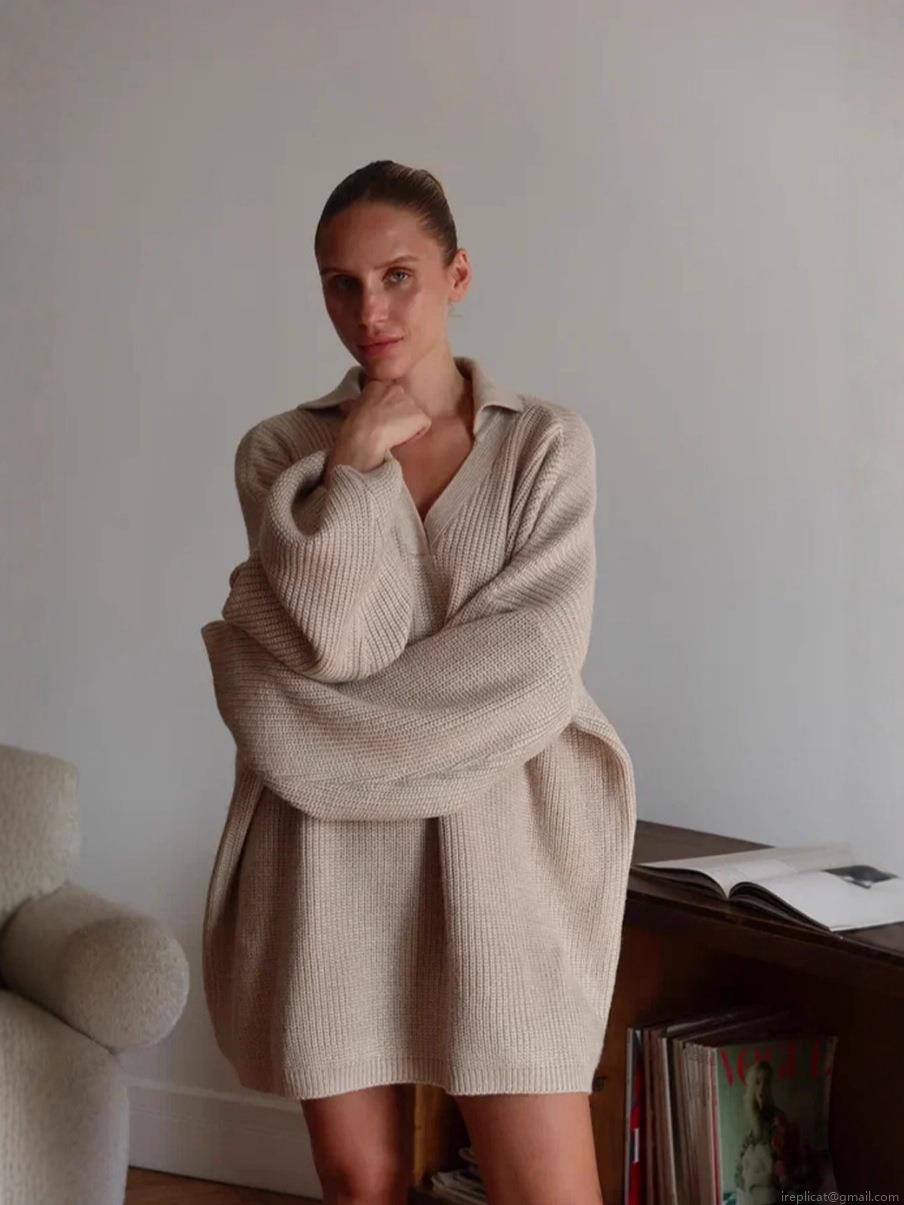 Women's Casual Knit Sweater Set Polo Collar Oversized Solid Color Long Sleeve Pullover With Wide Leg Pants Cozy Commuter Outfit Women's Casual Knit Sweater Set Polo Collar Oversized Solid Color Long Sleeve Pullover With Wide Leg Pants Cozy Commuter Outfit