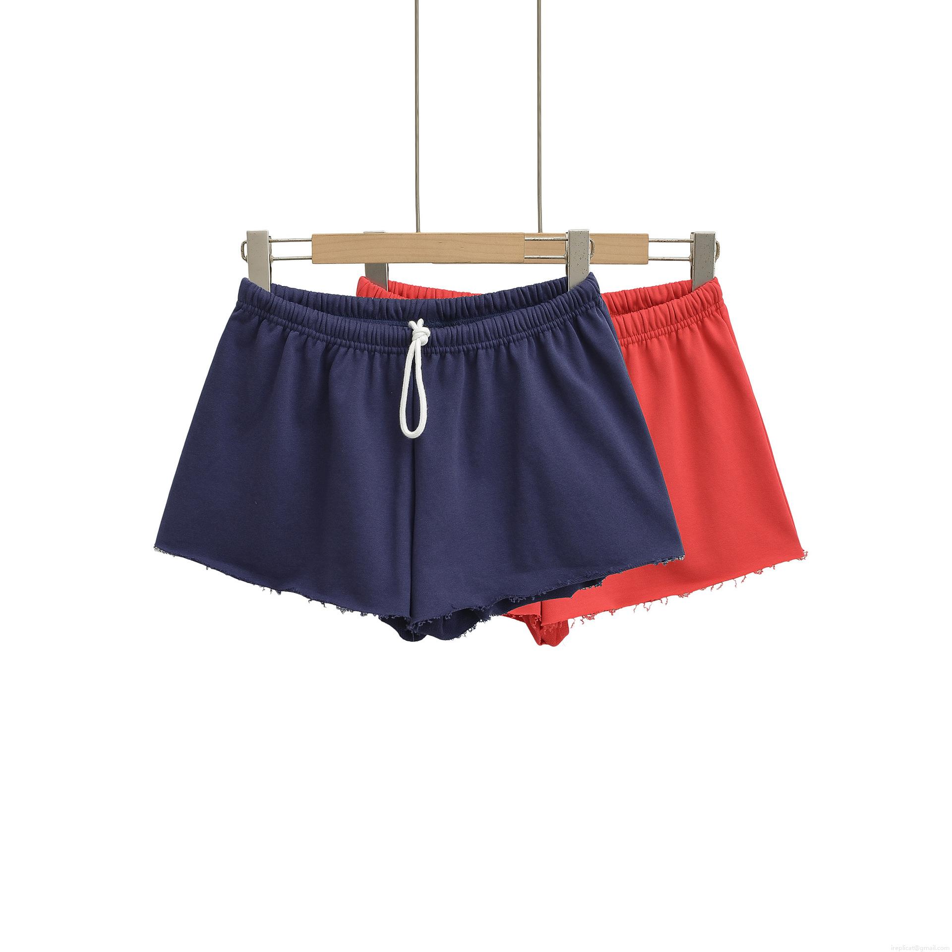 Women's Casual Cotton Blend Drawstring Shorts Elastic Waist Solid Color Raw Edge Summer Beach Lounge Sporty Pocket Bottoms For Women