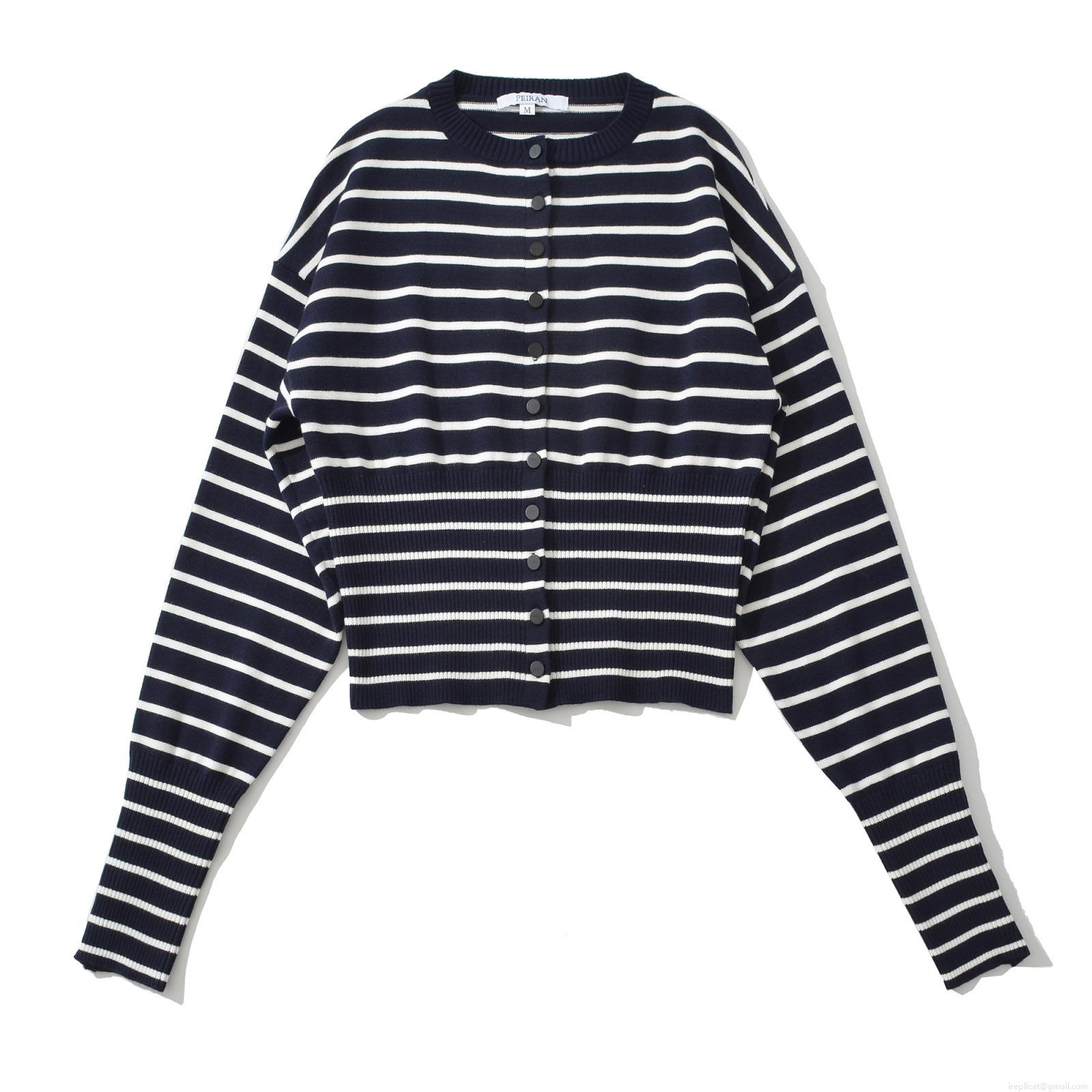 Women's Striped Knit Two Piece Set Viscose Blend Long Sleeve Button Down Cardigan And Scalloped Edge Shorts Outfits Casual Streetwear Sweater Sets