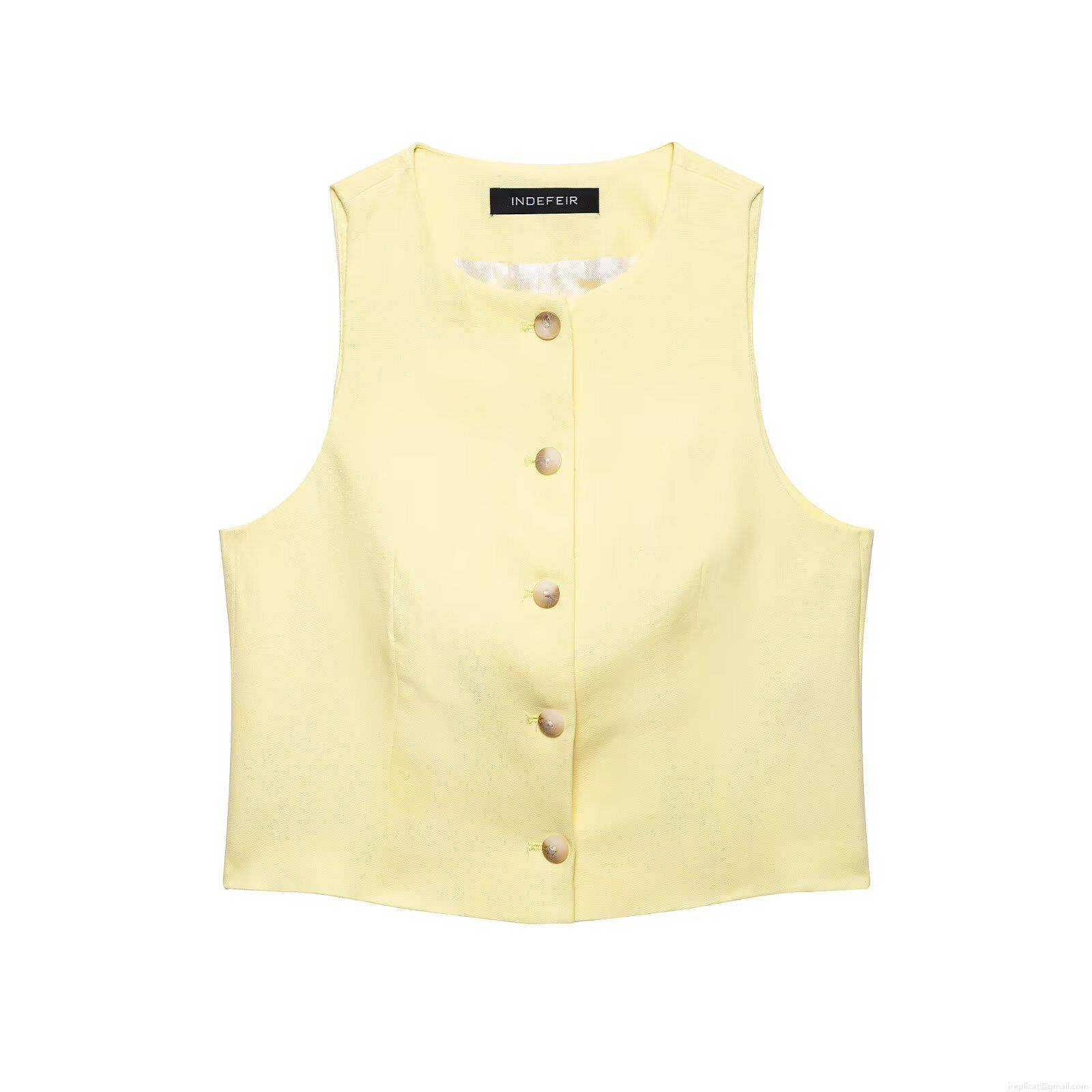 Women's 2 Piece Casual Shorts Set Sleeveless Button Up Vest Waistcoat High Waist Shorts Linen Blend Outfits Summer Streetwear