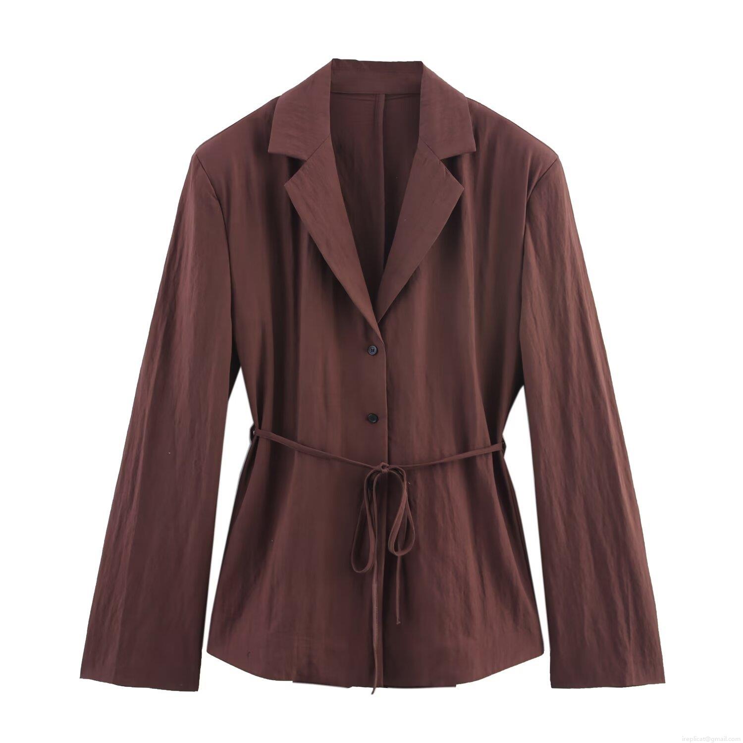 Women Blazer Shorts Set Polyester Notched Lapel Thin Belt Long Sleeve Jacket Casual High Waist Shorts Two Piece Suit Office Streetwear Lady