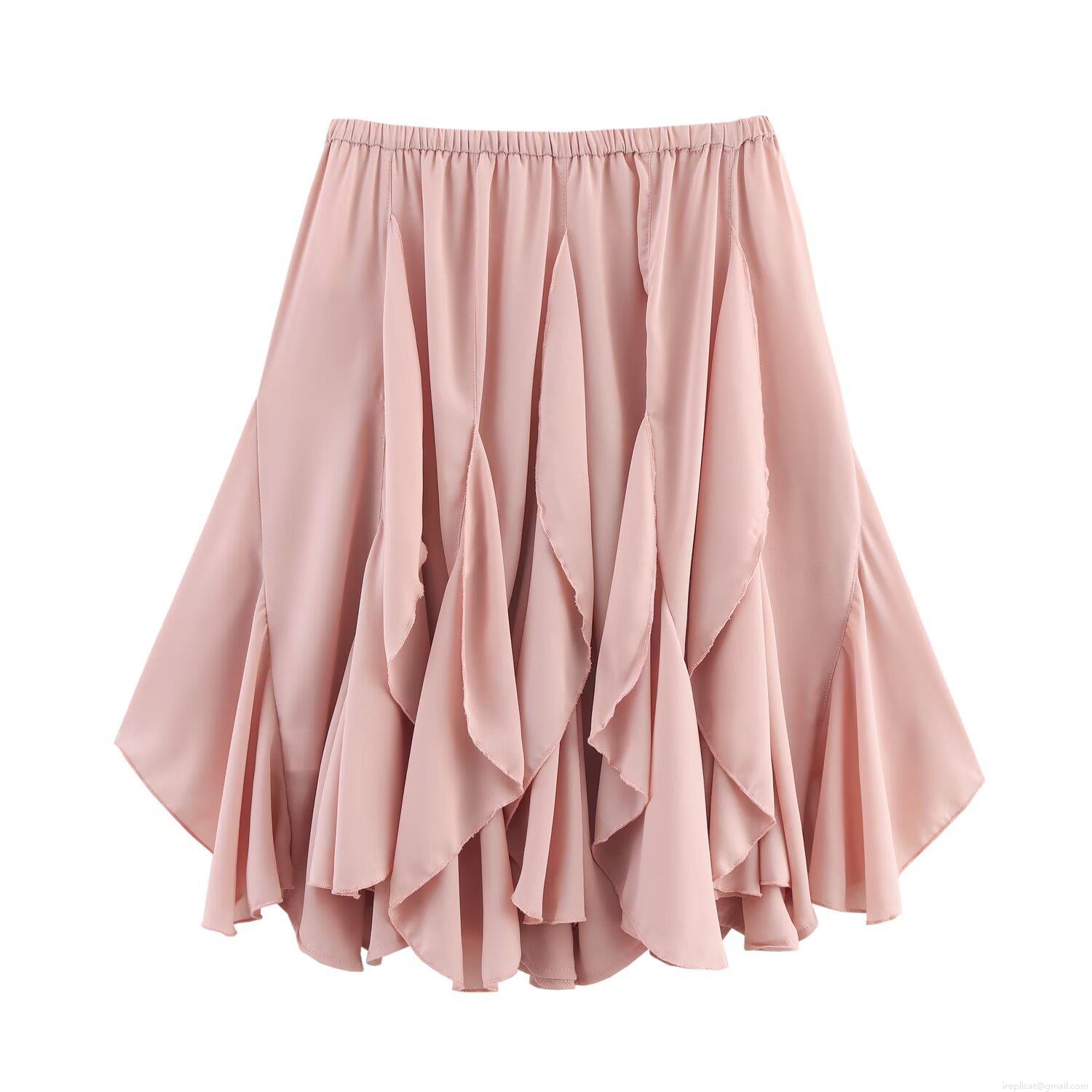 Women's Elegant Pink Layered Ruffle Midi Skirt High Waist Tiered Tutu Style Polyester Blend A-Line Flowy Skirt for Summer Party Daily Wear Women's Elegant Pink Layered Ruffle Midi Skirt High Waist Tiered Tutu Style Polyester Blend A-Line Flowy Skirt for Summer Party Daily Wear