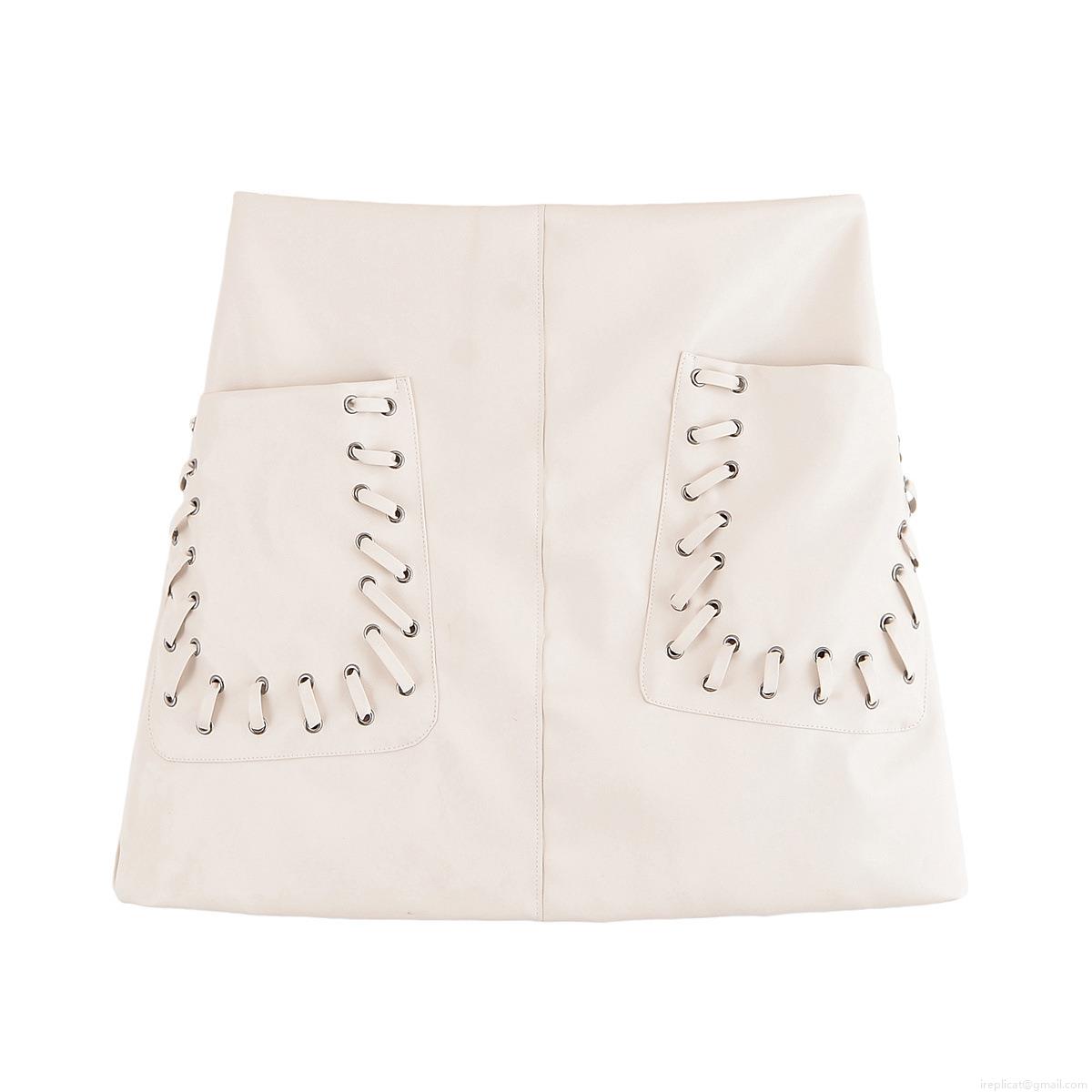 Women's Sexy PU Leather High Waist A-Line Mini Skirt With Side Lace-up Pockets and Metal Eyelets Fashionable Hot Girl Style Short Skirt For Party Clubwear Women's Sexy PU Leather High Waist A-Line Mini Skirt With Side Lace-up Pockets and Metal Eyelets Fashionable Hot Girl Style Short Skirt For Party Clubwear