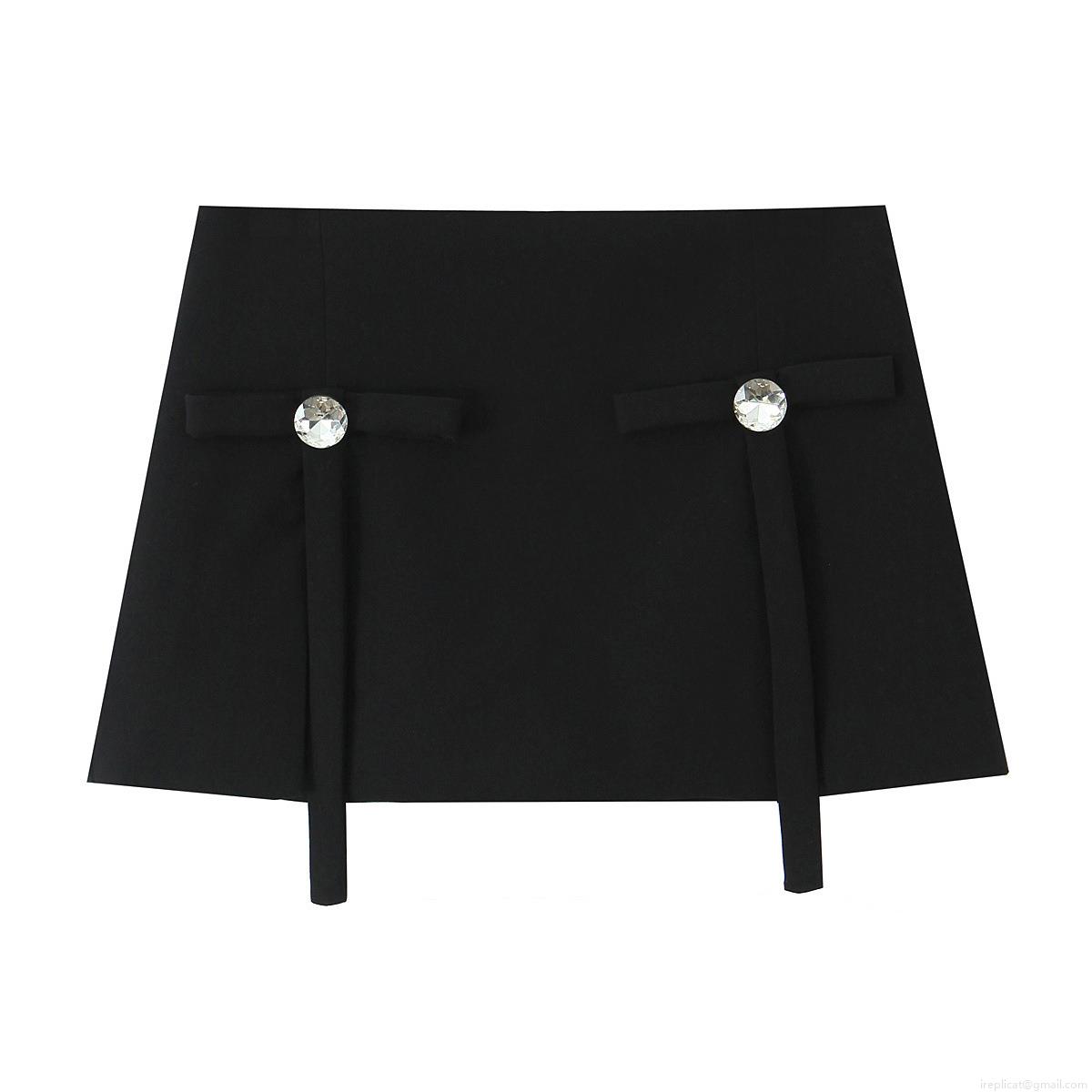 Women Sexy High Waist A-Line Mini Skirt Skort With Bow Decor And Crystal Buckle Elegant Polyester Spandex Autumn Fashion Bottoms For Women Party Dating Women Sexy High Waist A-Line Mini Skirt Skort With Bow Decor And Crystal Buckle Elegant Polyester Spandex Autumn Fashion Bottoms For Women Party Dating