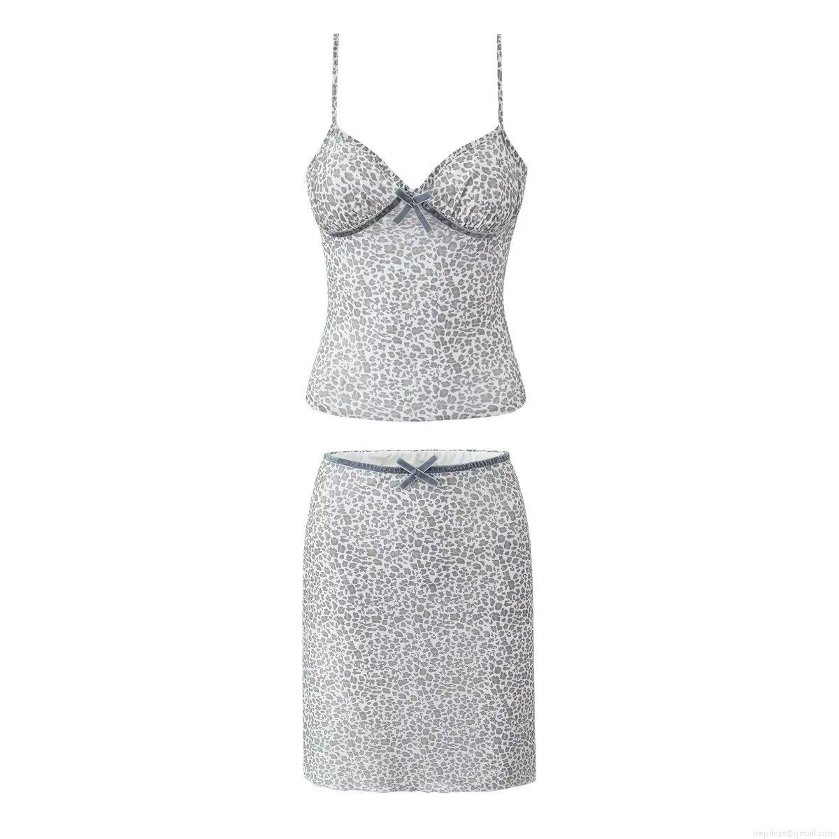 Women's Sexy Leopard Print 2 Piece Skirt Set Mesh Cami Top and Mini Skirt Outfit with Bow Detail Slim Fit Summer Streetwear Party Wear Women's Sexy Leopard Print 2 Piece Skirt Set Mesh Cami Top and Mini Skirt Outfit with Bow Detail Slim Fit Summer Streetwear Party Wear