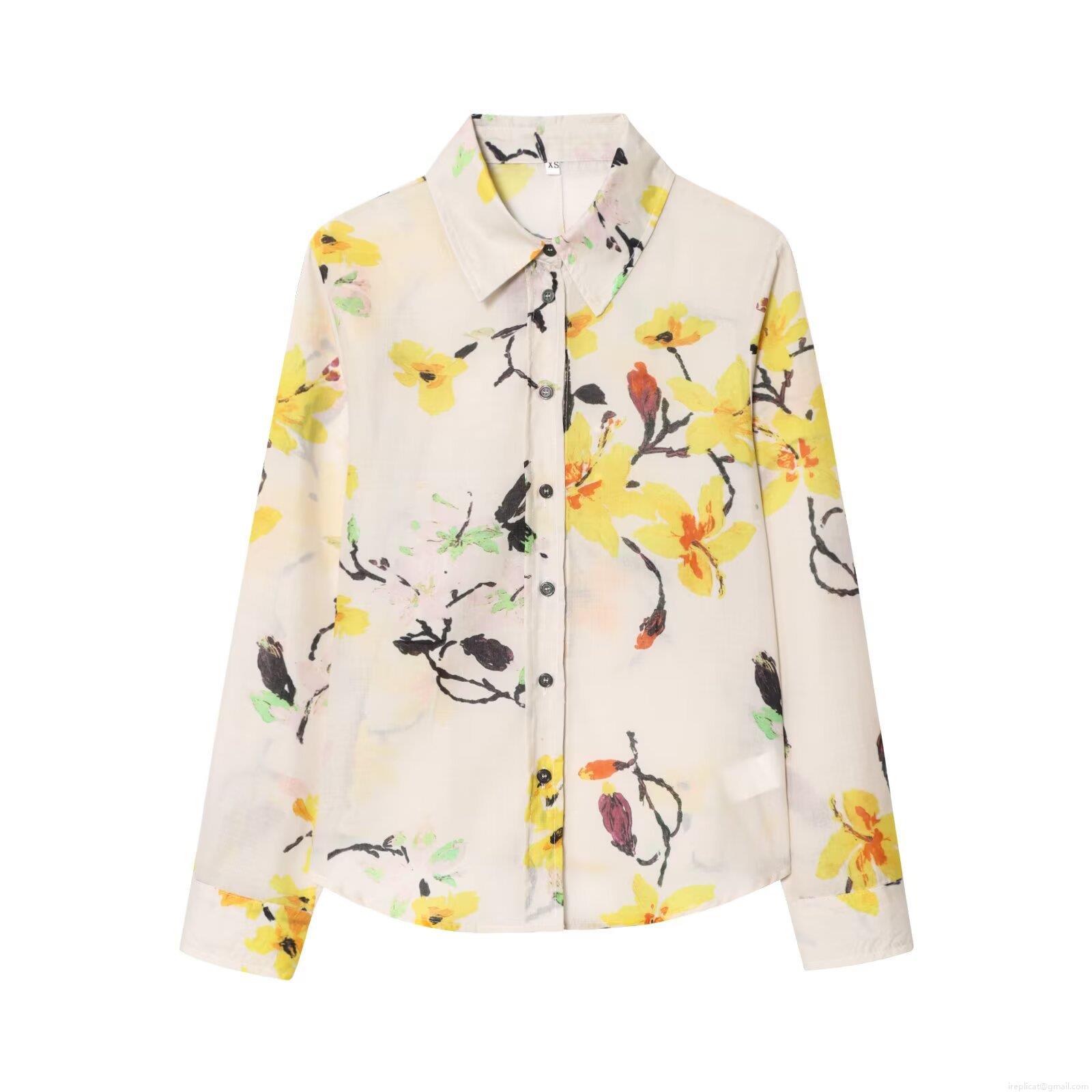Elegant Floral Print Long Sleeve Shirt Women Casual Beige Ramie Polyester Blend Button Up Blouse Turn-down Collar Tops For Daily Commute Elegant Floral Print Long Sleeve Shirt Women Casual Beige Ramie Polyester Blend Button Up Blouse Turn-down Collar Tops For Daily Commute