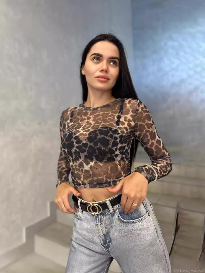 Sexy Women Leopard Print Mesh Long Sleeve Top Sheer See Through Slim Fit Crop Top Y2K Streetwear Party Clubwear Blouse Sexy Women Leopard Print Mesh Long Sleeve Top Sheer See Through Slim Fit Crop Top Y2K Streetwear Party Clubwear Blouse